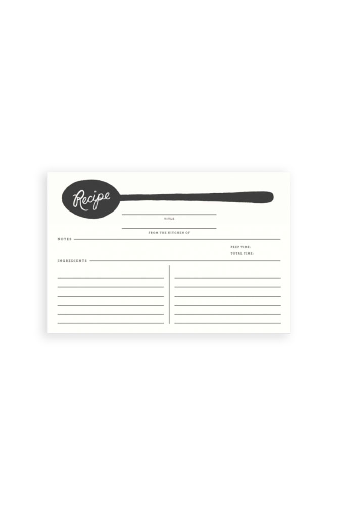 Set de 12 fiches recettes