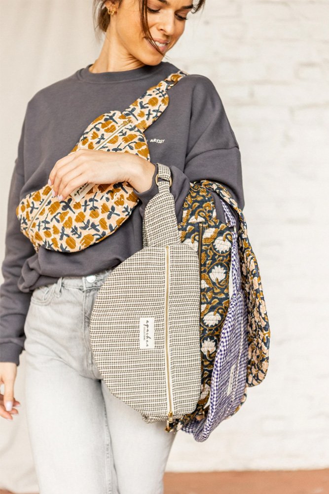 Grand sac banane 'Keli' Khadi Kaki | APACHES COLLECTIONS