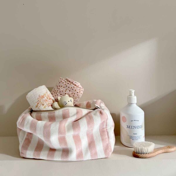 Trousse de Toilette 'Vic' Rayures Rose clair