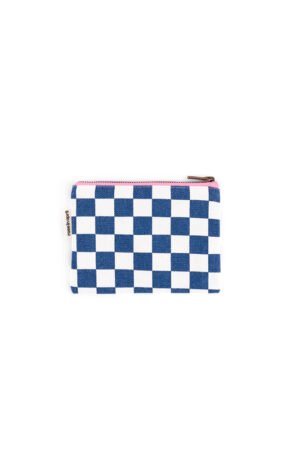Porte-monnaie 'Marie' Damier Ecru / Bleu Navy | ROSE IN APRIL