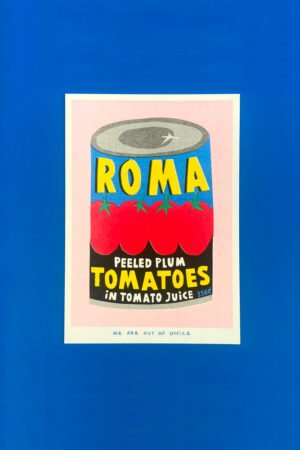Affiche risographie 'Boîte de tomates italiennes' | WE ARE OUT OF OFFICE