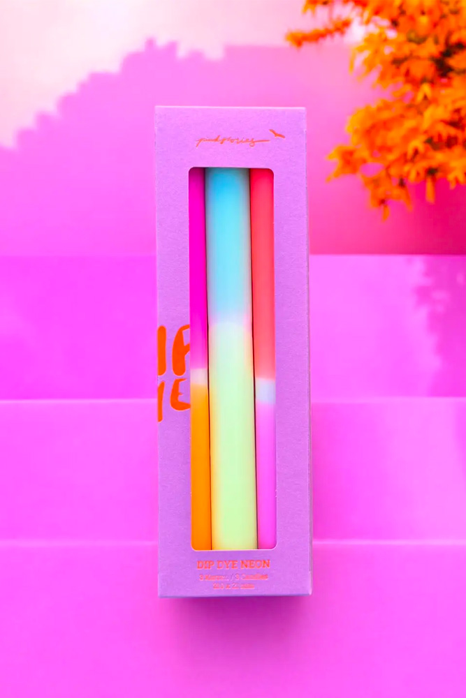 Bougies Dip Dye Néon 'Tangerine Sunset' | PINK STORIES
