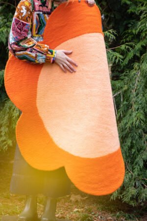 Tapis fleur en laine 'Daisy' Pur orange-Blush | MUSKHANE