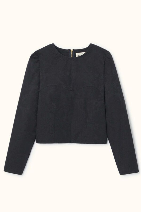 Blouse 'Mala' Damassé Jet Black | APACHES COLLECTIONS