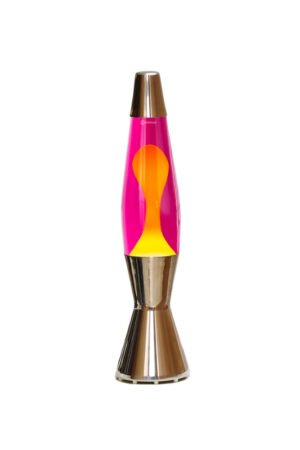 Lampe à lave 'Baby' Argentée Rose-Jaune | MATHMOS