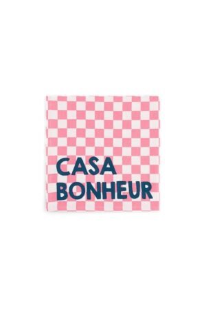 Serviette de table 'Joséphine' Damier Strawberry 'Casa Bonheur' | ROSE IN APRIL