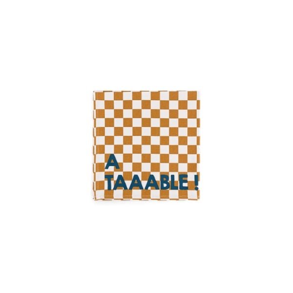 Serviette de table 'Joséphine' Damier Caramel 'A taable !' | ROSE IN APRIL