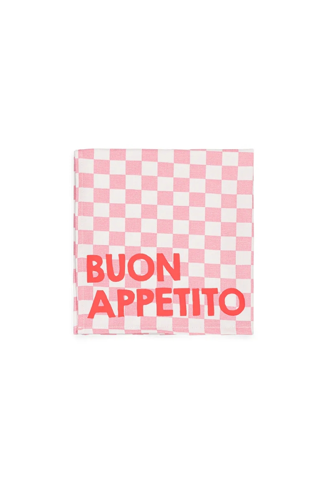 Serviette de table 'Joséphine' Damier Strawberry 'Buon Appetito' | ROSE IN APRIL