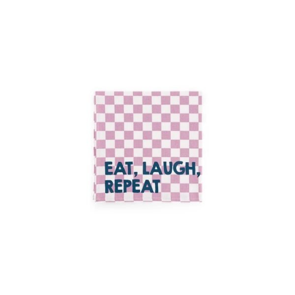 Serviette de table 'Joséphine' Damier Mauve 'Eat, Laugh, Repeat' | ROSE IN APRIL