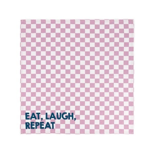 Serviette de table 'Joséphine' Damier Mauve 'Eat, Laugh, Repeat' | ROSE IN APRIL