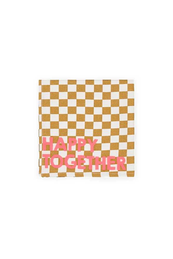 Serviette de table 'Joséphine' Damier Caramel 'Happy Together' | ROSE IN APRIL