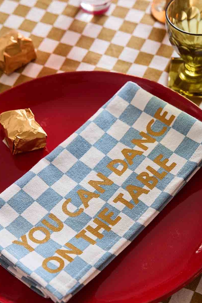 Serviette de table 'Joséphine' Damier Bleu 'You Can Dance' | ROSE IN APRIL