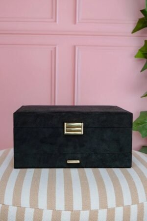 Boîte à bijoux 'Denise' en velours Noir | MAISON SCARLETT
