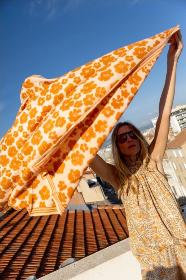 Foulard Latika 'Flora Bold' Orange | APACHES COLLECTIONS