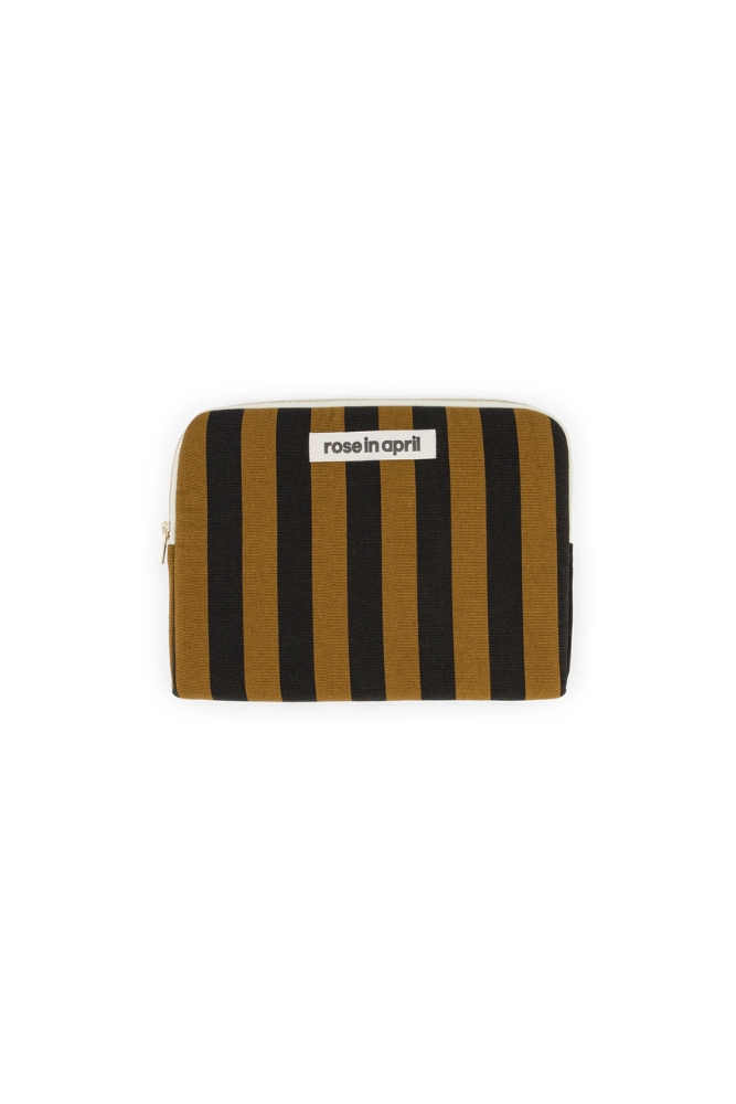 Housse d'iPad 'Anouk' Rayures Cumin / Noir | ROSE IN APRIL