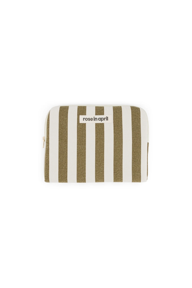 Housse d'iPad 'Anouk' Rayures Olive / Ecru | ROSE IN APRIL