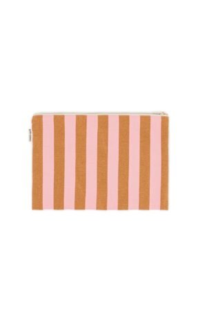 Pochette 'Lili' Rayures Caramel / Strawberry | ROSE IN APRIL