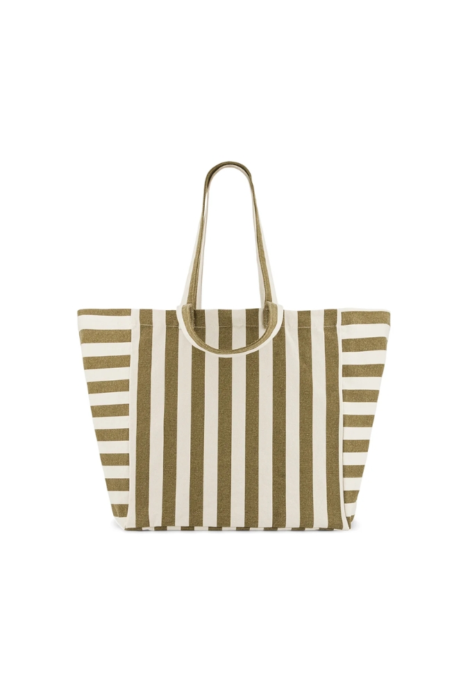 Sac cabas 'Elisa' Rayures Olive / Greige | ROSE IN APRIL