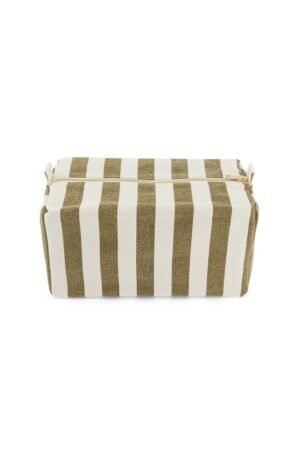 Trousse de toilette 'Vic' Rayures Olive / Greige | ROSE IN APRIL