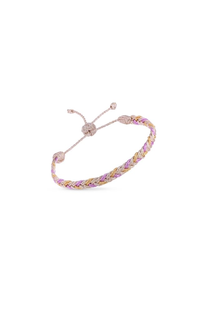 Bracelet 'Eya' n°2 Rose Gold Amber Hot Pink | MAAŸAZ