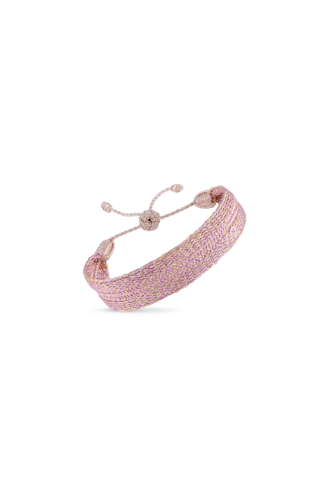 Bracelet 'Rolo' Rose Gold Amber Hot Pink | MAAŸAZ