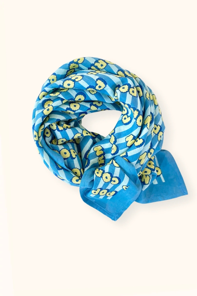 Foulard Latika 'Pop Corn' Océan | APACHES COLLECTIONS