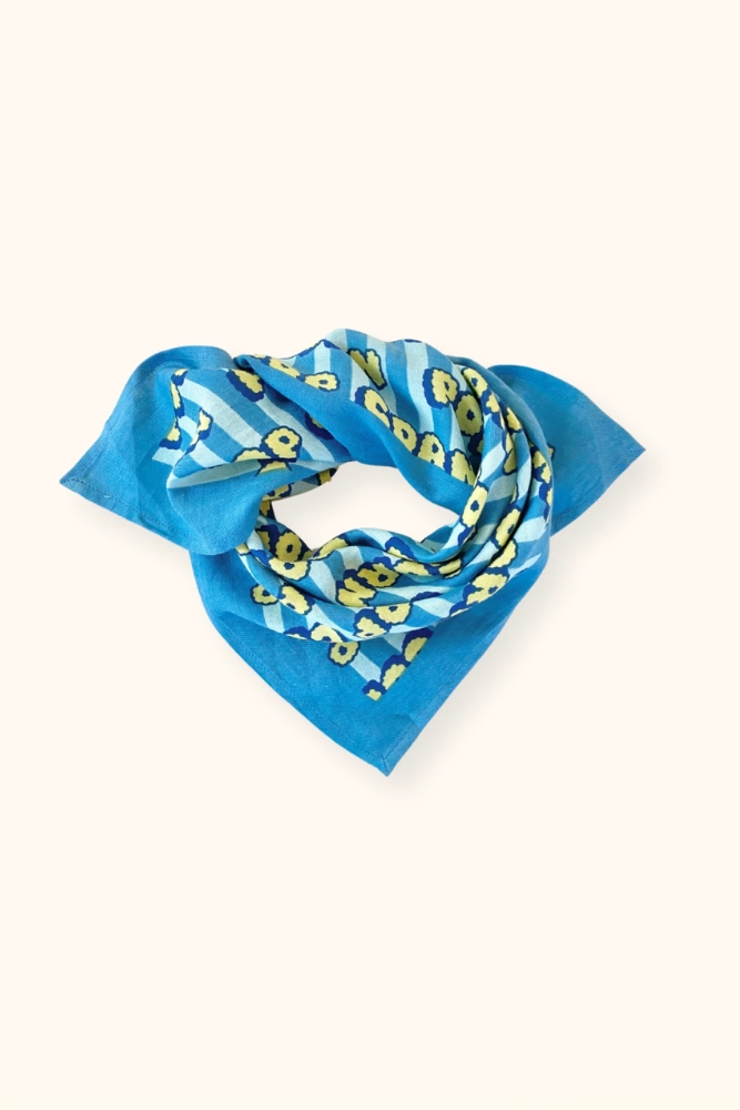 Petit foulard Manika 'Pop Corn' Océan | APACHES COLLECTIONS