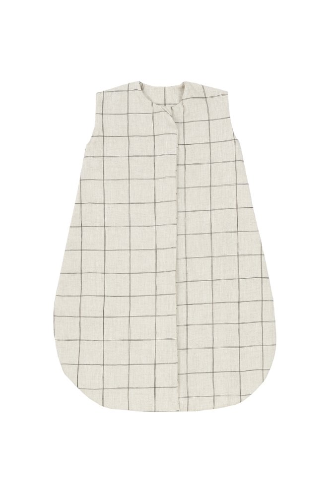 Gigoteuse légère 'L1N0' en lin français Charcoal Grid | NOBODINOZ