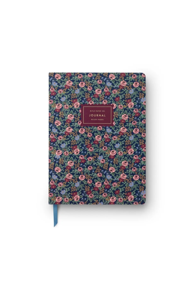 Journal à couverture souple 'Rosa' Bleu Nuit | RIFLE PAPER CO