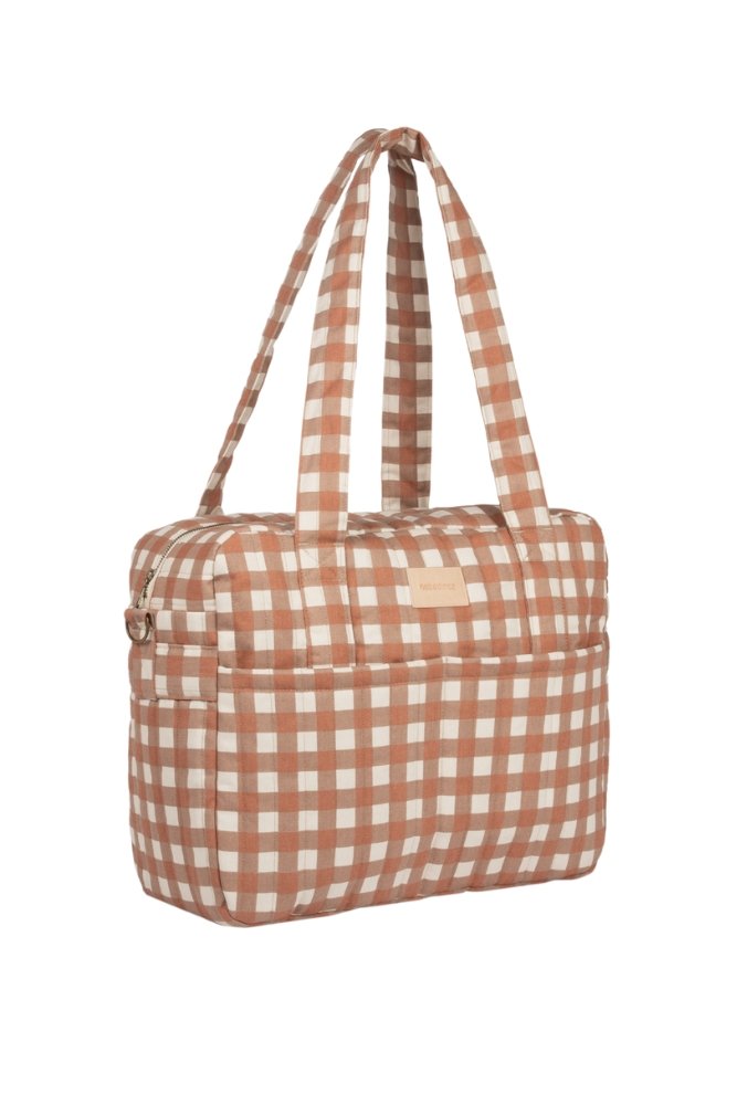 Sac à langer 'Hyde Park' imperméable Terracota Checks | NOBODINOZ