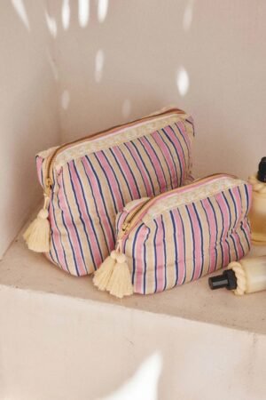 Pochette 'Teiki' Pink Catania Stripes | LOUISE MISHA