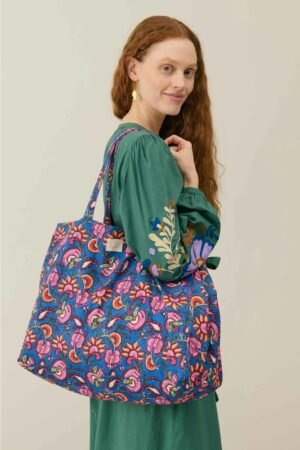 Cabas 'Beverly' Blue Dolce Flowers | LOUISE MISHA