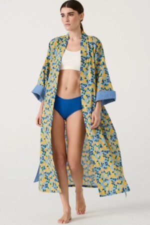 Kimono long 'Blue Roses' | LUCAS DU TERTRE