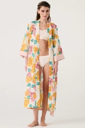 Kimono long 'Rose Flower' | LUCAS DU TERTRE