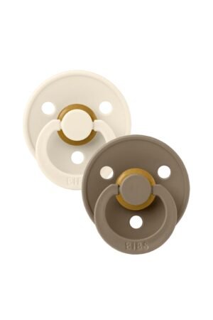 Pack de 2 Tétines rondes en latex 'Colour' Ivory / Dark Oak | BIBS