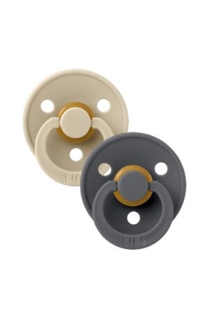 Pack de 2 Tétines rondes en latex 'Colour' Vanilla / Iron | BIBS