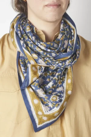 Foulard indien 'Azur' Indigo | BONHEUR DU JOUR