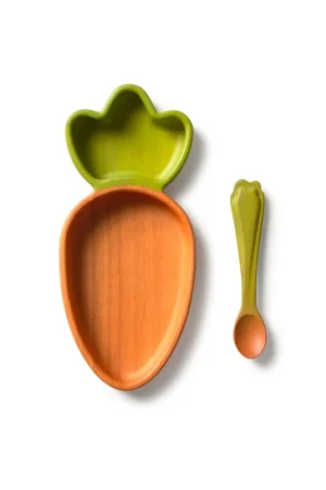 Set vaisselle enfant assiette et cuillère 'Cathy' la carotte | OLI & CAROL