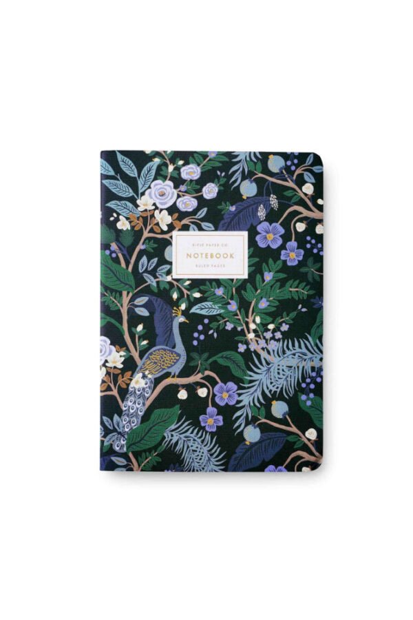 Cahier 'Peacock' Bleu marine | RIFLE PAPER CO