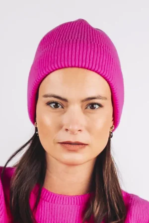 Bonnet en laine mérinos 'Grand-Bé' Rose néon | CÉZEMBRE