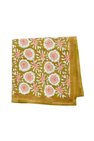 Foulard indien 'Margotte' Olive | BONHEUR DU JOUR