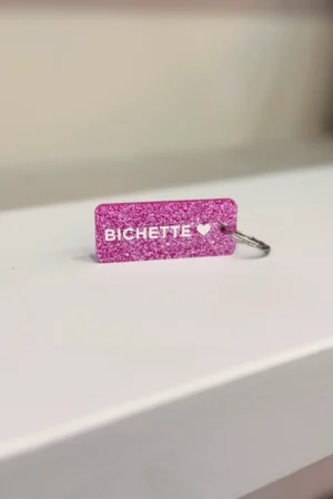 Porte-clés pailleté 'Bichette' Fuchsia | PLUS DE LOVE