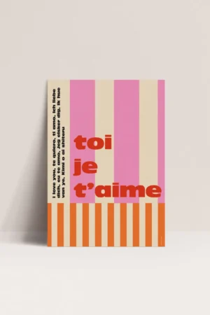 Affiche 30x40cm 'Toi je t'aime' | PAPIER AND CO.
