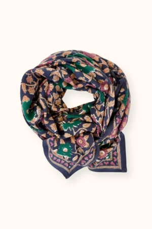 Foulard Latika 'Coeur' Navy forest | APACHES COLLECTIONS