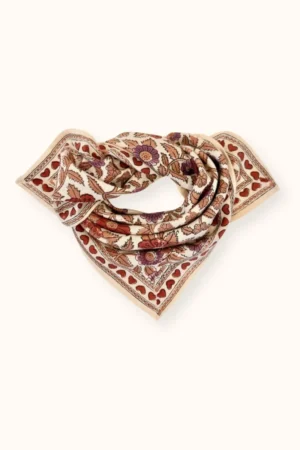 Petit foulard Manika 'Coeur' Macadamia fire | APACHES COLLECTIONS