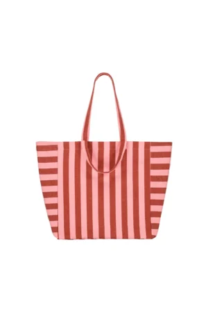 Sac cabas 'Elisa' Rayures Brick / Pink | ROSE IN APRIL