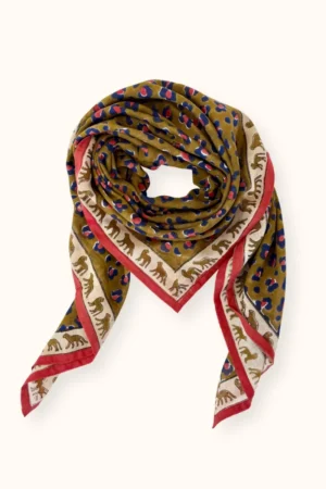 Grand foulard Dupatta 'Léopard' Fire | APACHES COLLECTIONS