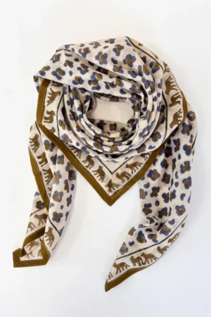 Grand foulard Dupatta 'Léopard' Macadamia | APACHES COLLECTIONS