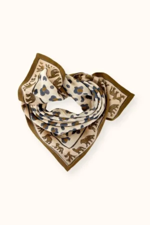 Petit foulard Dupitta 'Léopard' Macadamia | APACHES COLLECTIONS