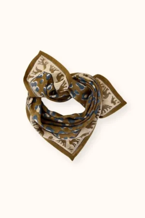 Petit foulard Dupitta 'Léopard' Tapenade | APACHES COLLECTIONS